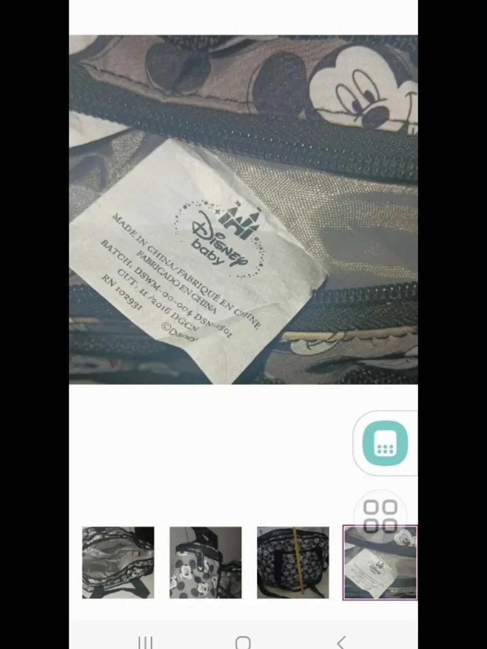 Gray Mickey Print Crossbody Tote Bag With Bottle Carrier